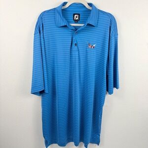 FootJoy Mens XL Blue Striped ProDry Golf Polo Shirt Secession Golf‎ Club Logo